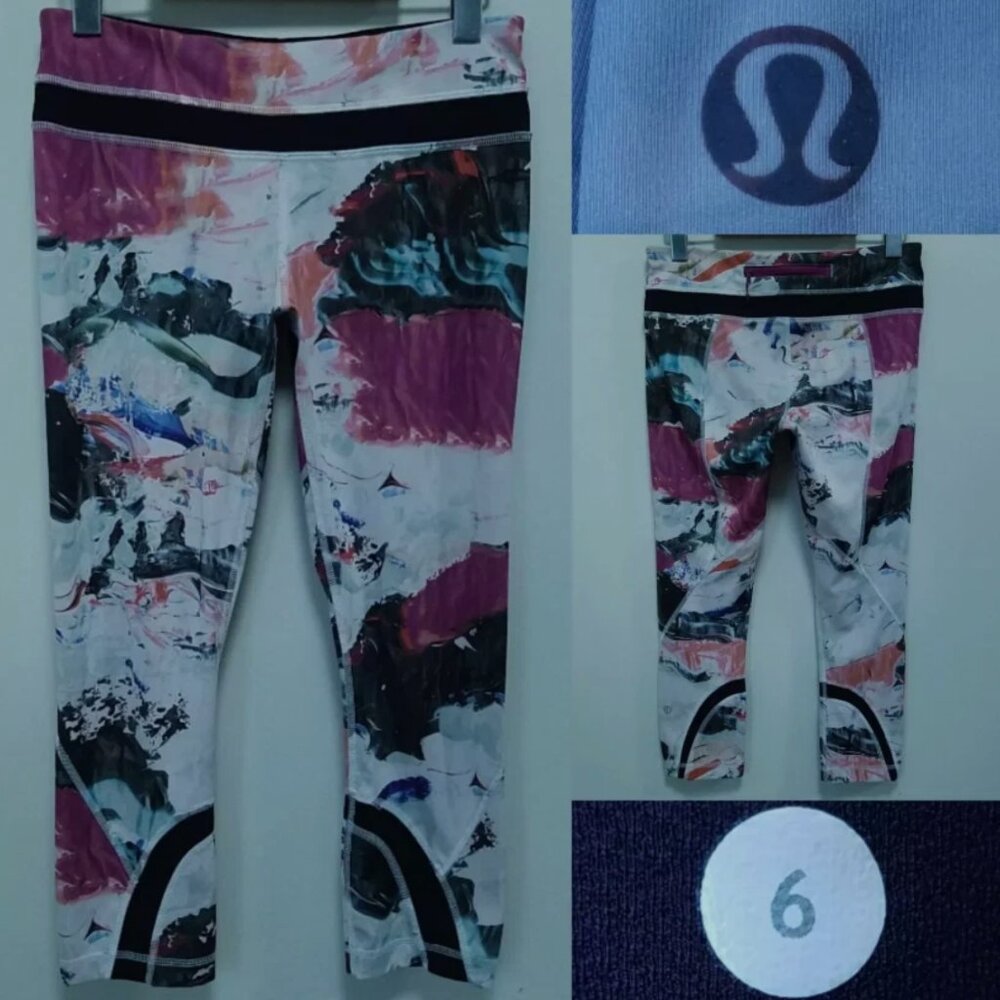 Lululemon Run Inspire Leggings 6 Small Crop Full-On Luxtreme Multi Wave Pigment